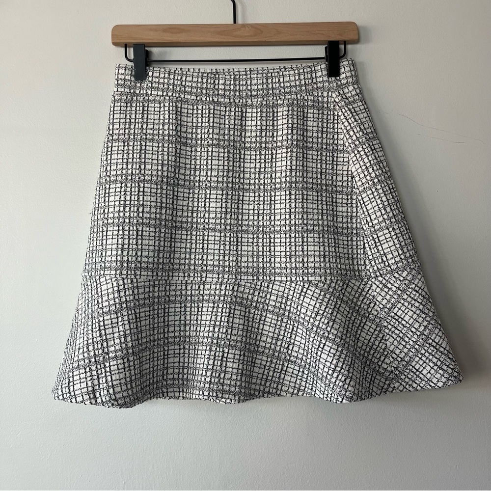 NWT Loft A Line Mini Skirt Black and White‎ Checked XS - Picture 2 of 7